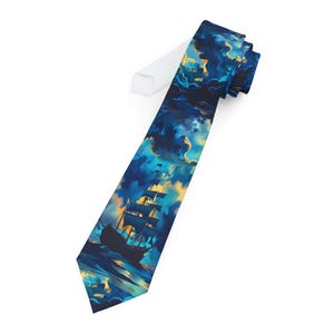 Necktie, Sailors&#39; delight design, Nautical themed accessory, Maritime fashion statement, Boat captain gift, Sailor outfit accent