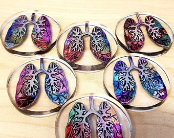 Custom made handcolored lungs RT badge reels