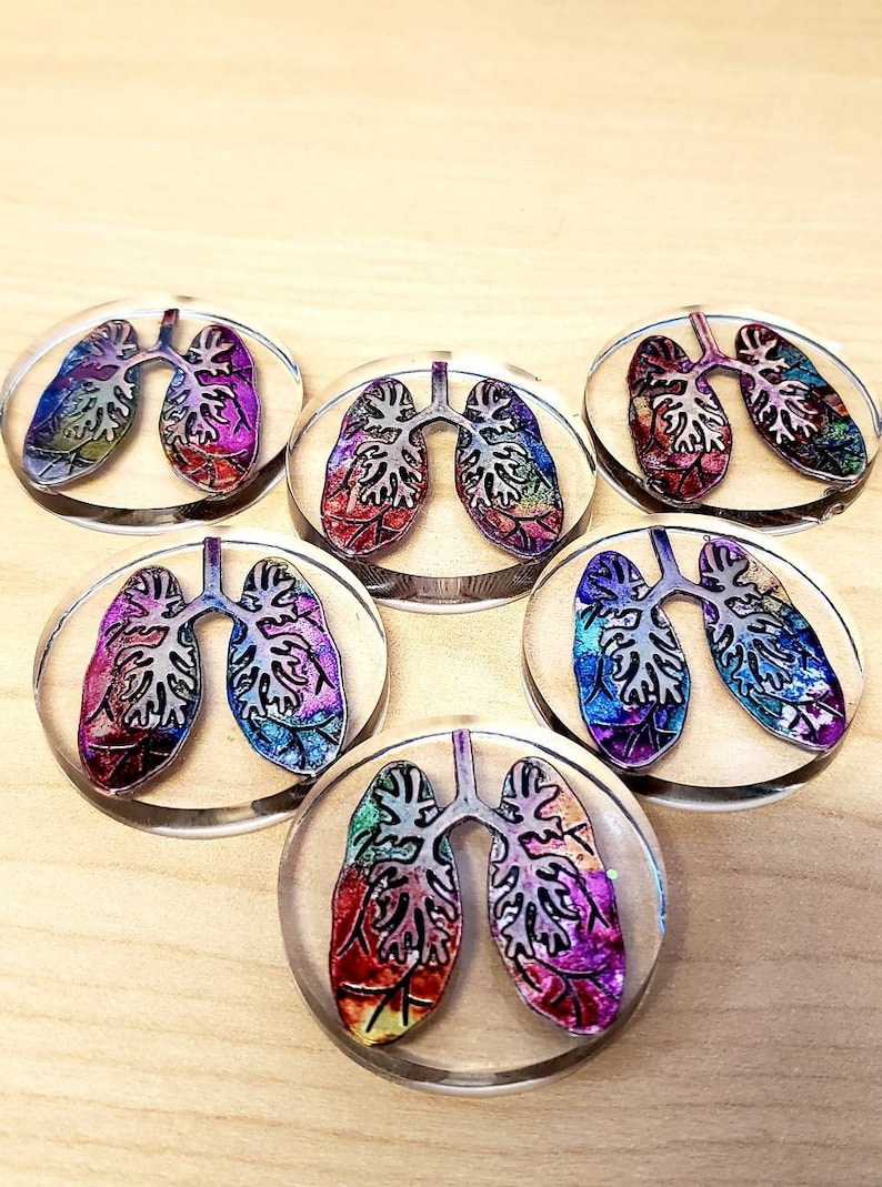 Custom made handcolored lungs RT badge reels image 1