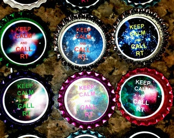 Keep Calm and Call RT Galaxy images ID card retractable badge reels