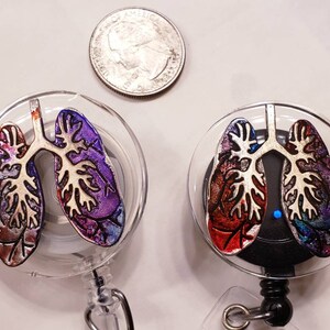 Custom made handcolored lungs RT badge reels image 2