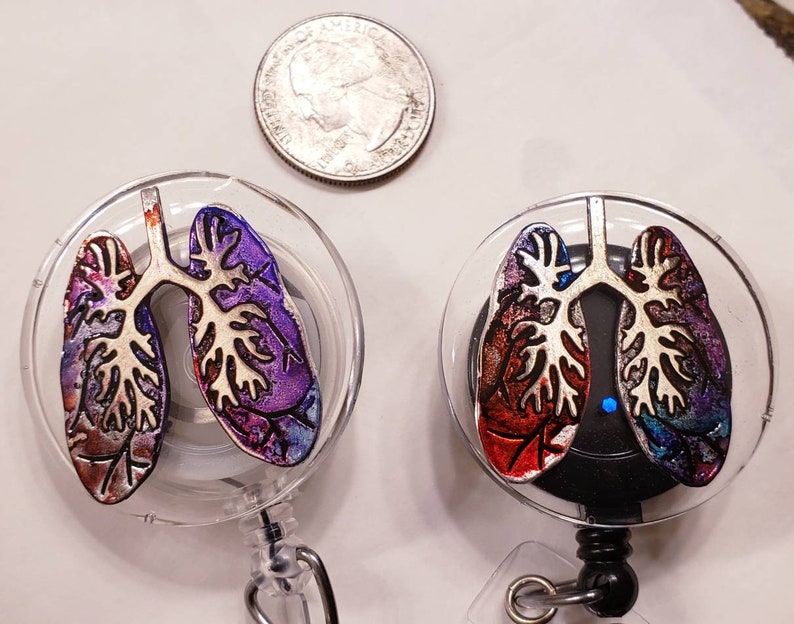 Custom made handcolored lungs RT badge reels image 2