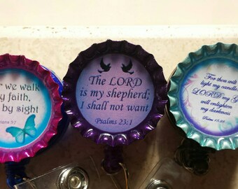 Inspirational, religious, faith retractable badge reels, ID card holders