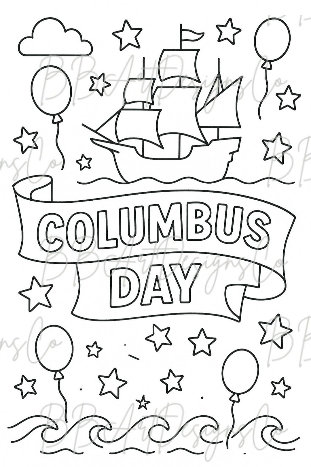 Columbus Day Coloring Pages: Niña Pinta Santa María Ships (PDF) - Etsy
