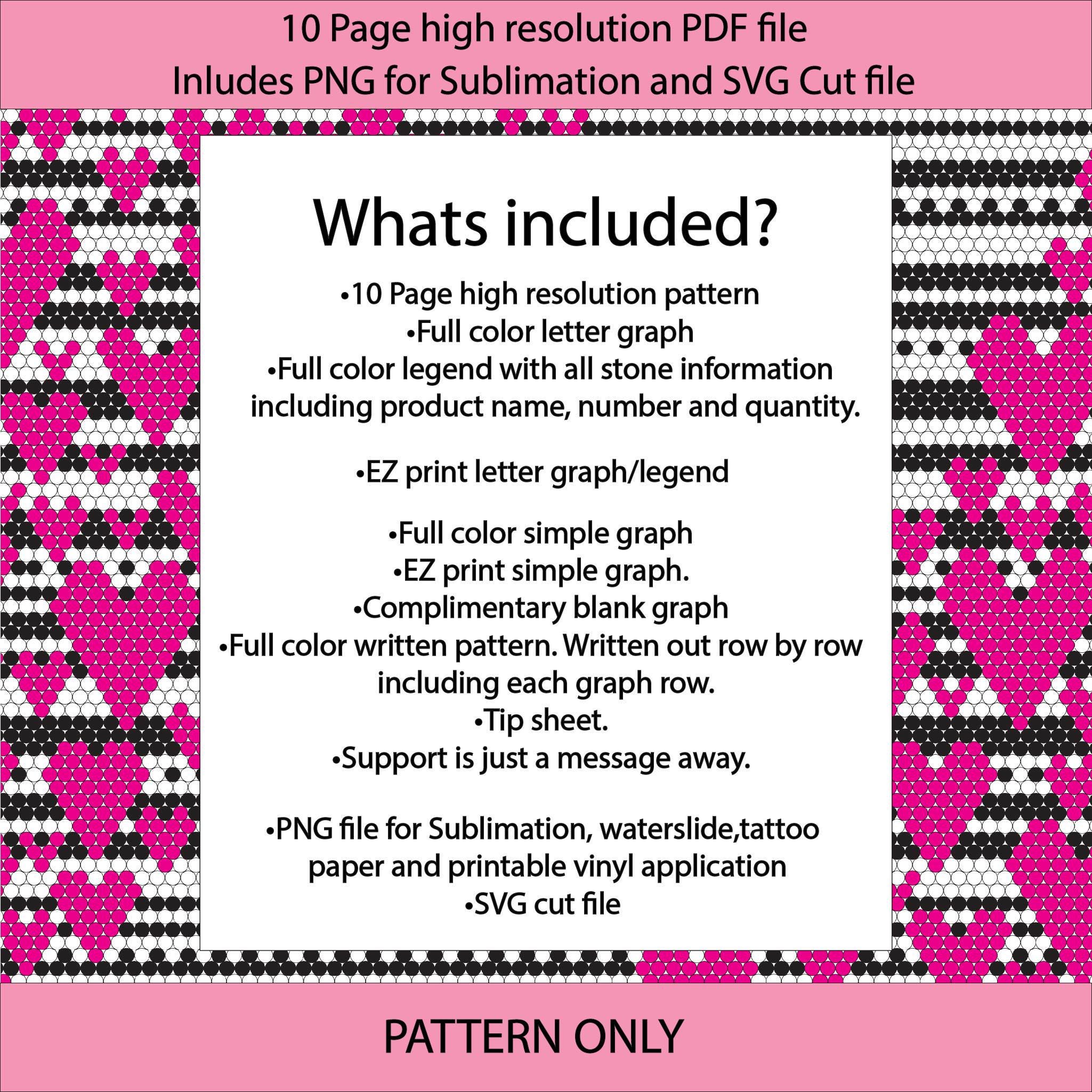 Hot Pink Serape Hearts Bling Tumbler Template: SS10 Rhinestone Pattern ...