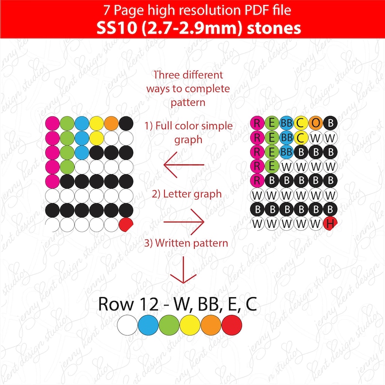 Neon Stripe Bling Pen Pattern: SS10 Crystal Design (PDF) - Etsy