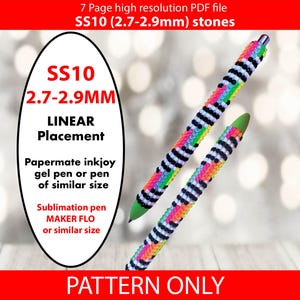 SS10 Neon contraststreep bling-penpatroon, blingpen, bling-beker, inkjoy, kristallen bling-pen, pdf, geschreven patroon, peyote, honingraat, doe-het-zelf, dotz