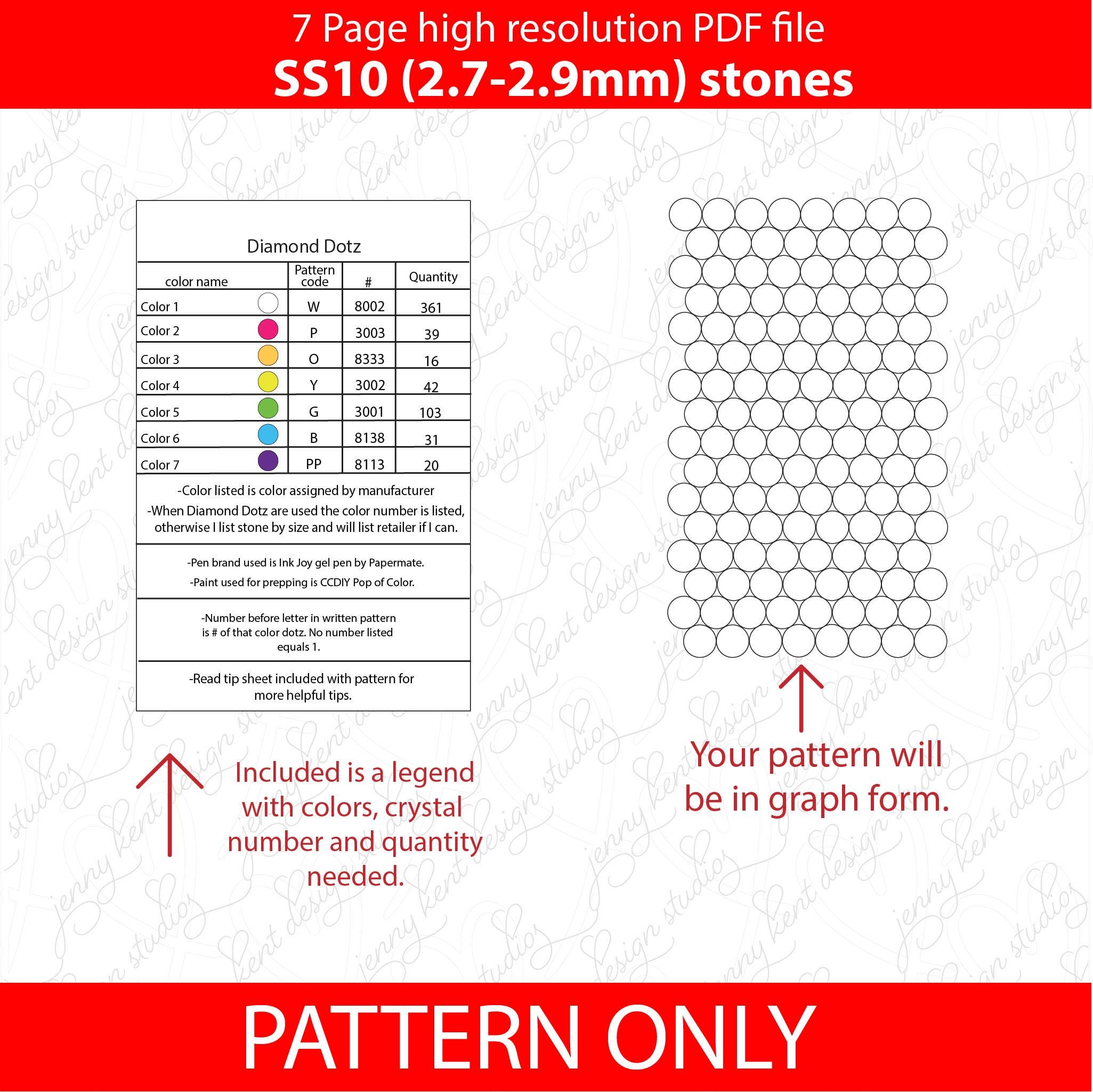 One Rhinestone Pdf Ghost Bling Pen Pattern: SS10 Rhinestone Template (PDF Download) - Etsy
