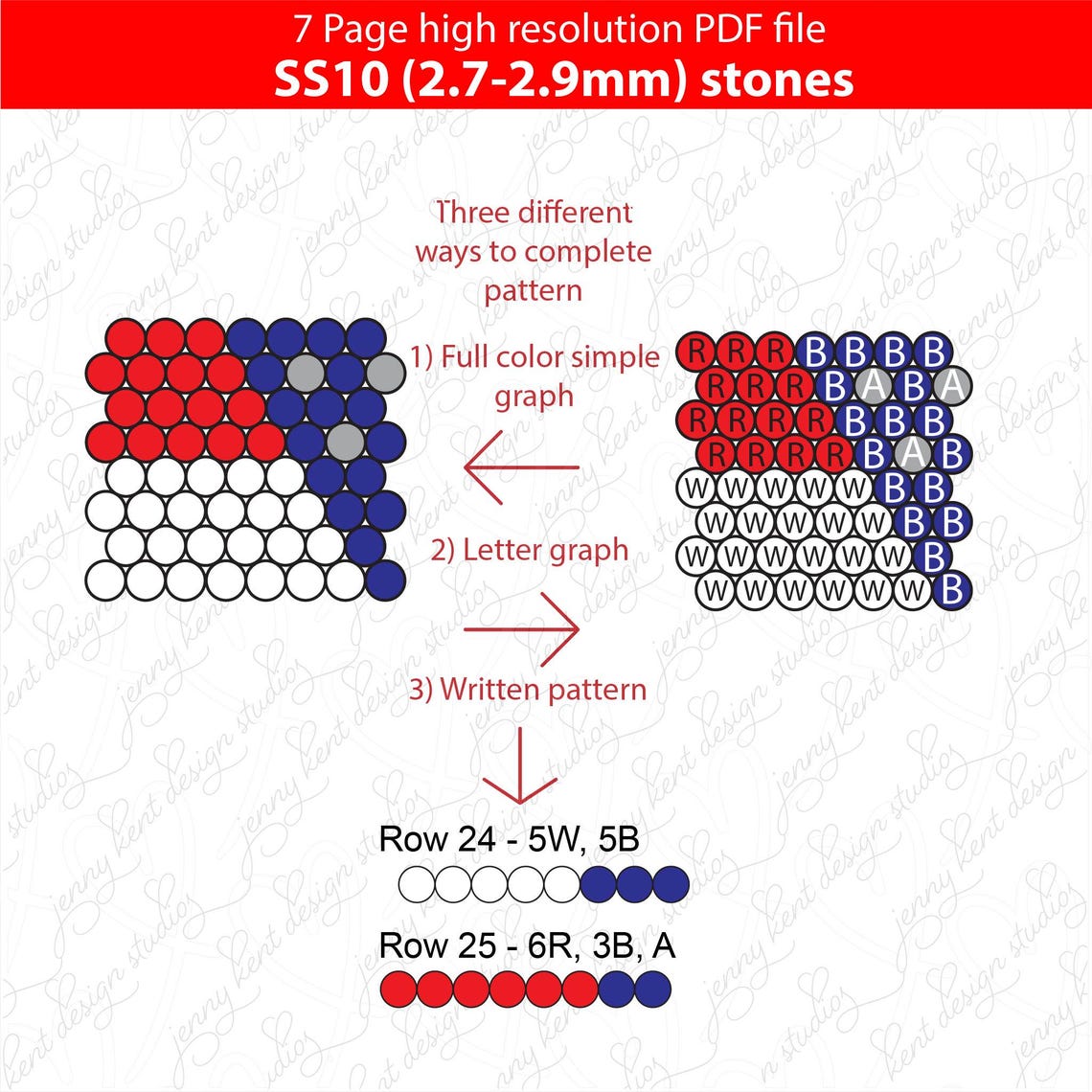 One Rhinestone Pdf Stars & Stripes Bling Pen Template: SS10 Rhinestone Pattern (PDF ...