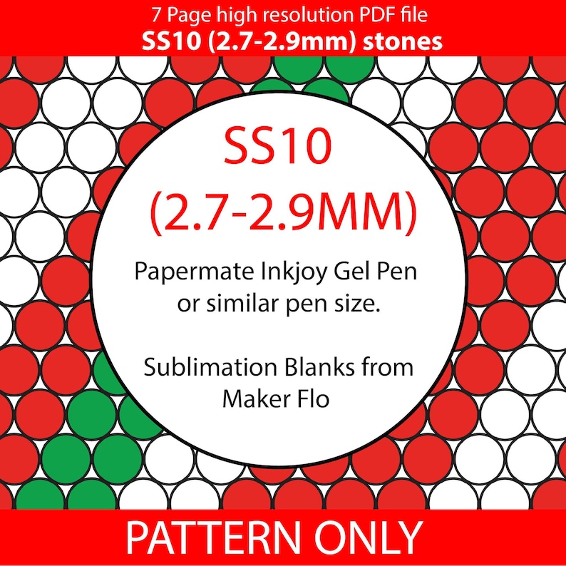 One Rhinestone Pdf Mint Candy Cane Bling Pen Template: SS10 Rhinestone Pattern (PDF) - Etsy