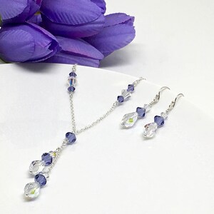 Tanzanite Necklace | Purple Jewelry Set | Swarovski Crystal | Jewelry For Bridesmaids | Lariat Necklace Earrings | Prom Formal | Stacey