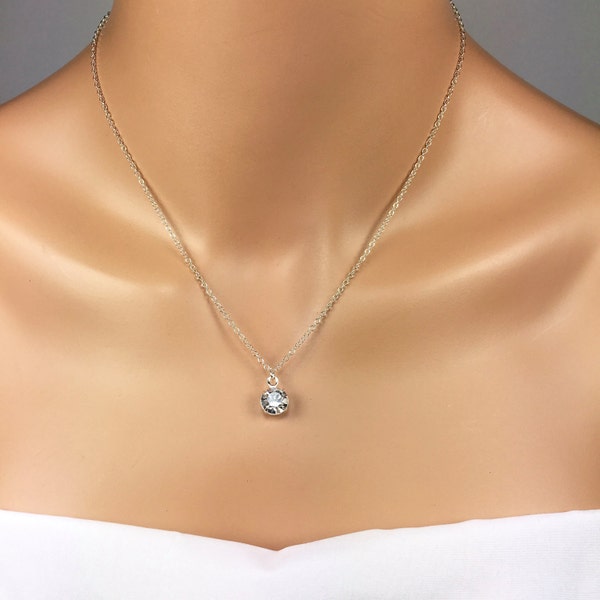 Fake Diamond Solitaire Necklace Etsy