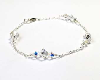 Wedding Bracelet For Bride | Sterling Silver Chain Bracelet | Floating Crystal | Dainty Bridal Jewelry | Delicate Prom Bracelet | Stacey