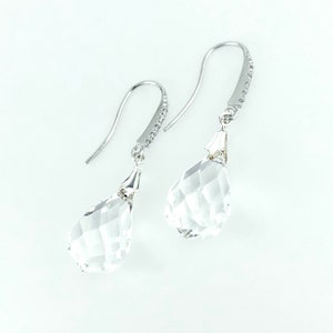Swarovski Crystal Drop Earrings | Vintage Style Bridal Earrings | Large Teardrop Wedding Earrings | Classic Bridal Jewelry | Prom Formal |