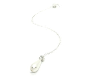 Pearl Backdrop Necklace Attachment | Bridal Shower Gift | Pearl Bridal Back Jewelry | Wedding | Low Back Necklace | Gift For Bride | Chandra