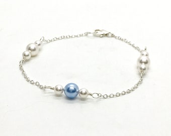 Bracciale qualcosa di blu / Bracciale da sposa blu / Matrimonio qualcosa di blu / Bracciale da sposa con perle blu / Bracciale da sposa / Regalo per la sposa / Piper