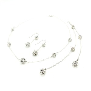 Collana con sfondo di cristallo galleggiante, orecchini pendenti / Collana delicata / Palla di strass / Collana con sfondo / Argento sterling / Camryn