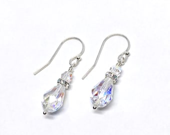 Bridal Earrings Drop / Teardrop Earrings Bride / Swarovski Crystal Dangle Earrings / Crystal Bridal Earrings / Small Crystal Drop / Chaney