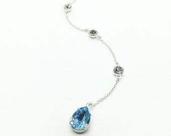 Something Blue | Backdrop Necklace ATTACHMENT | Pear Shaped Swarovski Crystal | Aquamarine Bridal Jewelry | Blue Back Necklace | Celina