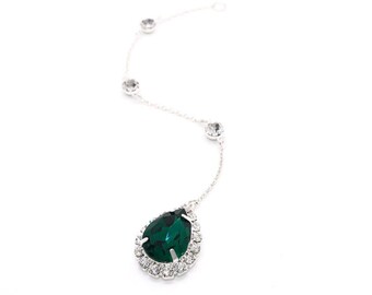 Emerald Green Backdrop Necklace ATTACHMENT | Green Holiday Necklace Back Drop | Prom Jewelry | Sparkly Glam Evening Formal Sexy | Sarina