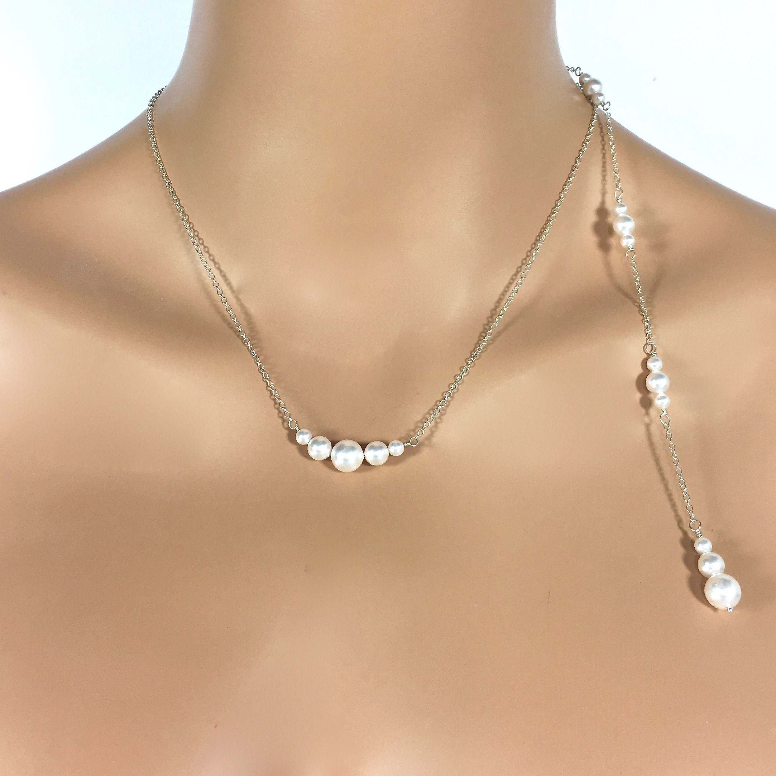 Open Back Dress Necklace Set Pearl Front to Back Necklace Etsy