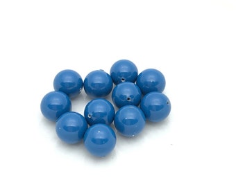 11 Pieces Lapis 10mm Pearls | GENUINE 5810 Swarovski | Round Pearls | Rare Discontinued | Top Drilled | 1mm Hole | Gloss Finish |