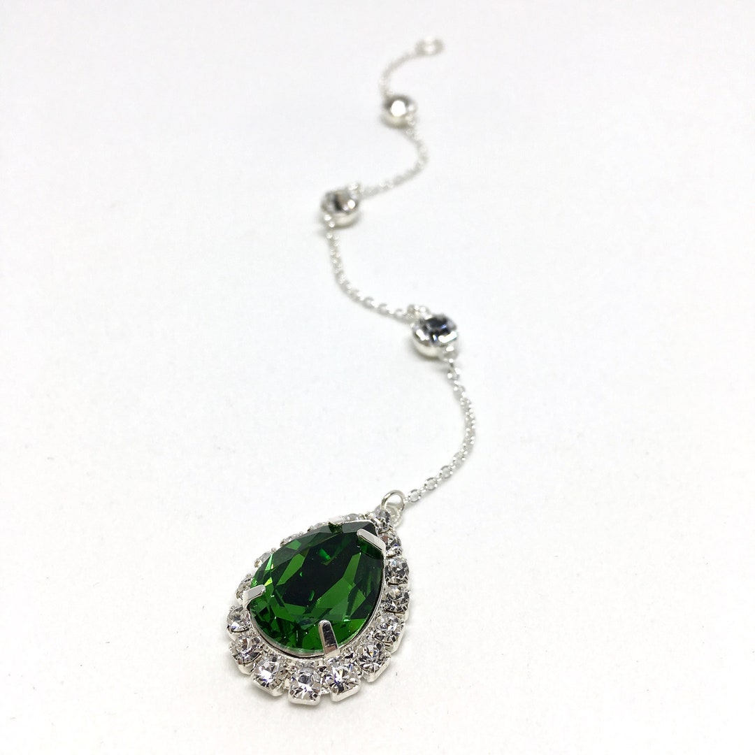Green Backdrop Necklace ATTACHMENT Green Crystal Prom Necklace Green