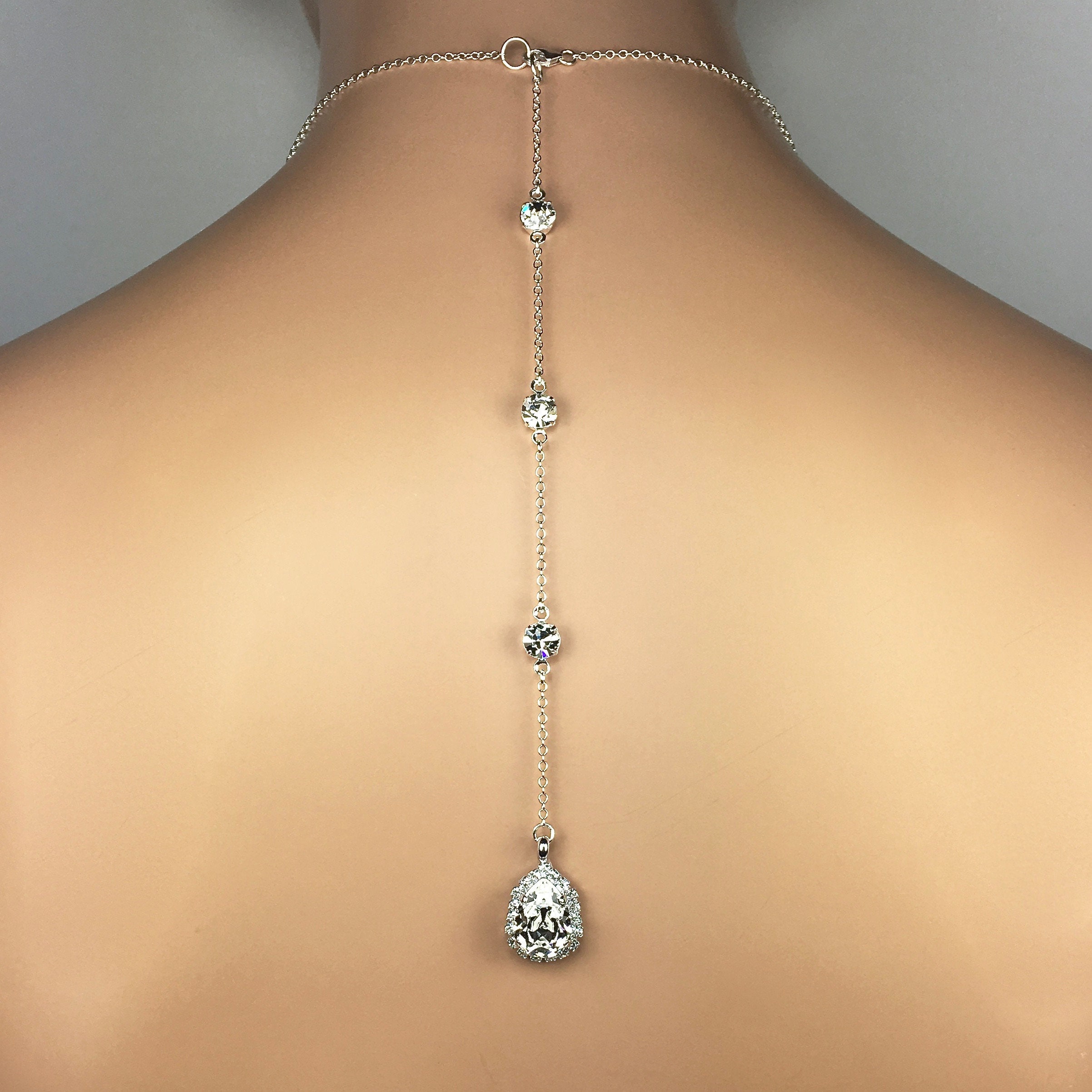 Crystal Backdrop Necklace Wedding Swarovski Crystal Bridal Jewelry ...