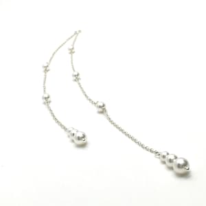 Double Pearl Backdrop Necklace ATTACHMENT | 2- Strand Pearl Back Necklace | Backdrop For Pearl Necklace | Pearl Bridal Back Drop | Piper