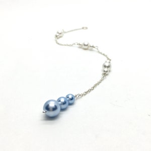 Blue Gift For Bride | Something Blue Bridal Backdrop Necklace | Blue Pearl Bridal Jewelry | Necklace add-on | Back Necklace Wedding | Piper