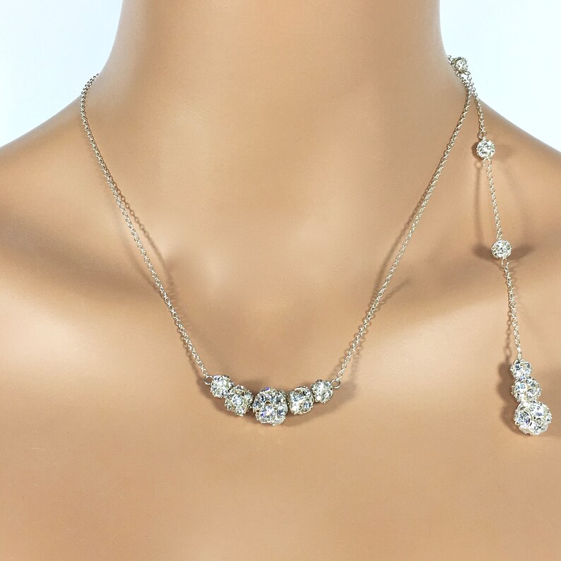 Ava Prom Jewelry Formal Necklace Bling Bridal Jewelry Sparkly Necklace Backdrop Necklace Rhinestone Back Jewelry Back Necklace