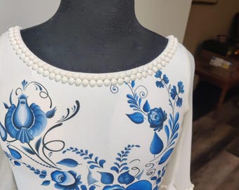 Vestido de competición de baile de salón estándar juvenil 1 personalizado estilo Gzhel