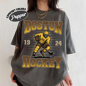 Comfort Colors® Boston Bruins Hockey T-shirt, Boston Bruins Hockey Fan T-Shirt, Vintage Boston Bruins Tshirt, Retro Boston Bruins Ice Hockey