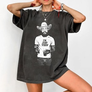 Post Malone Comfort Color T-Shirt, Cowboy Post Shirt, Western Graphic Tee, Concert Shirt, Malone Rap Music Shirt,  I&#39;m just vibin
