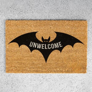 Funny Bat Doormat, Unwelcome Mat, Halloween Decor, Spooky Home Entry