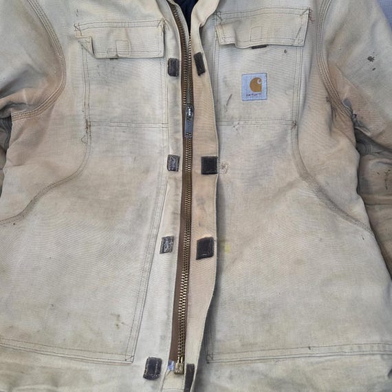 Carhartt Sandstone Duck Jacket Large Distressed T… - image 6