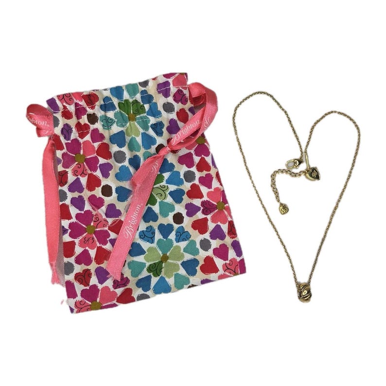 Brighton Gold Plated Scroll Pendant Necklace Adjustable Heart Charm Signed image 6