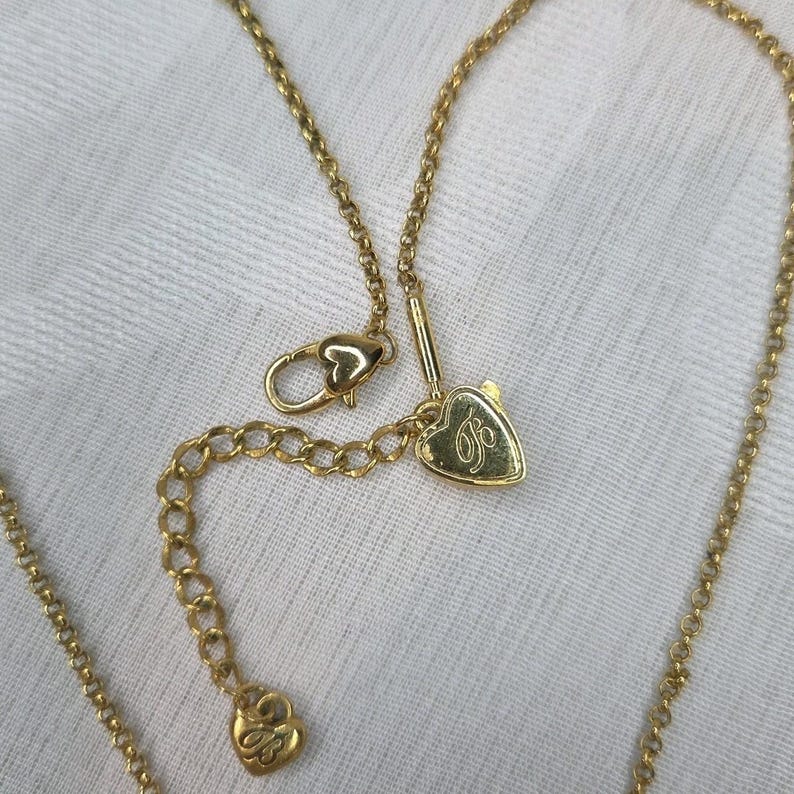 Brighton Gold Plated Scroll Pendant Necklace Adjustable Heart Charm Signed image 2