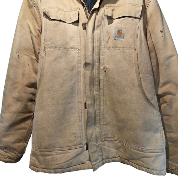 Carhartt Sandstone Duck Jacket Large Distressed T… - image 3