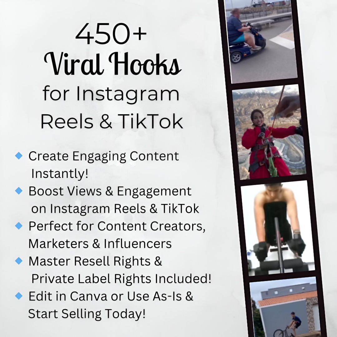 Viral Hooks: 450+ Instagram Reels & Tiktok Video Bundle - Trending ...