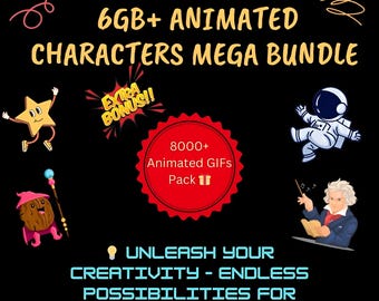 6 GB+ animerade karaktärer och 8 000+ GIF-bilder – megapaket för videoredigerare, grafiska designers för sociala medier