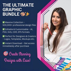 733+ GB grafisk design megapaket: logotyper, typsnitt, PSD, SVG, mallar, mockups (digital nedladdning) bild 2