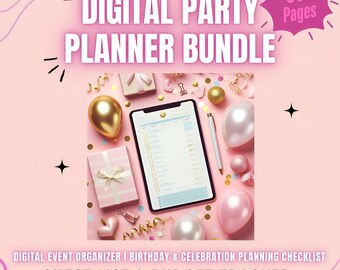 Digital Party Planner Bundle: Event Planning Notebook & Checklist, Guest List, Budget Tracker (Printable)