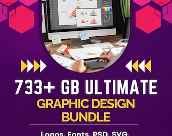 733+ GB Graphic Design Mega Bundle: Logos, Fonts, PSD, SVG, Templates, Mockups (Digital Download)