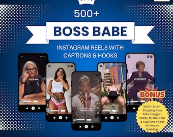 500+ Boss Babe Instagram Reels: Women Entrepreneurs, DFY Social Media Video Content (Digital Download)