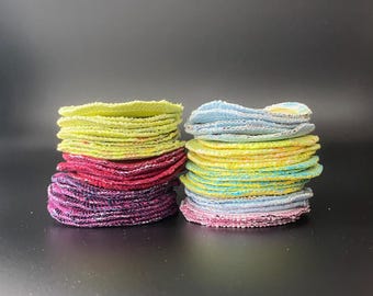 Set of 6 Reusable Makeup Wipes - 100% cotton, makeup remover, facial pads, toner pads