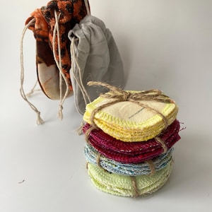 Reusable Makeup Wipes, set of 5 - 100% cotton, makeup remover, facial pads, toner pads, set of 5 and viscose bag