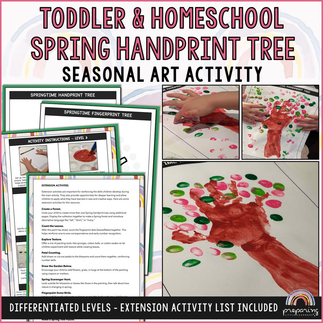 Spring Handprint Tree Art Activity for Toddlers Pre-k, Spring Fine ...