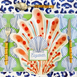 Editable Nautical Shell Place Card: Coastal Wedding, Events (Instant Download)