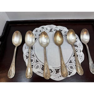 Noritake Silver Plate Spoons Set of 6 EPNS Japan Scroll Pattern Vintage Flatware